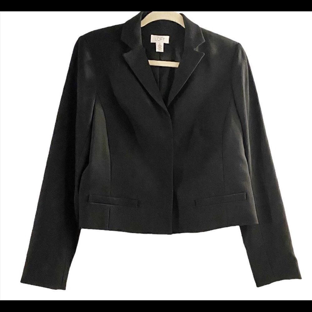 LOFT Black Wool Spandex Blend Lined Blazer Size 6